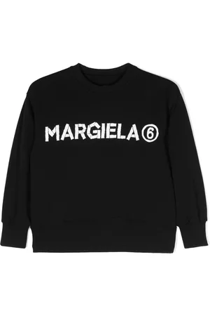 Maison Margiela Girls Hoodies - Logo-lettering cotton sweatshirt - Black