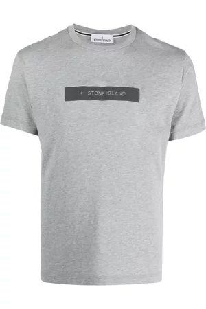 Stone Island Men T-Shirts - Logo-stamp cotton T-shirt - Grey