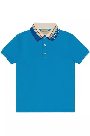 Gucci Boys Polo T-Shirts - Embroidered-logo cotton polo shirt - 4444 Blu