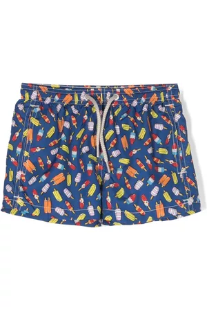 MC2 SAINT BARTH Boys Swim Shorts - Graphic-print swim shorts - Blue