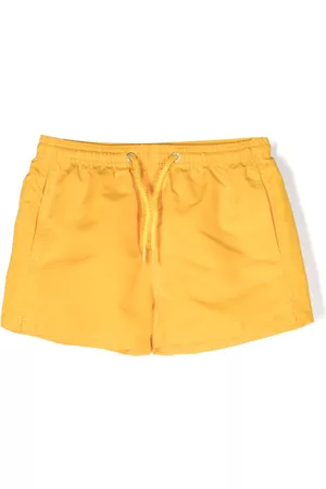 MC2 SAINT BARTH Boys Swim Shorts - Rear logo-patch detail swim shorts - Yellow