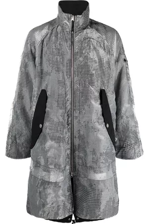 Stone Island Men Coats - Grid-pattern zip-up coat - Grey
