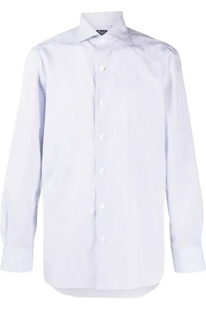 Finamore Striped spread-collar cotton shirt