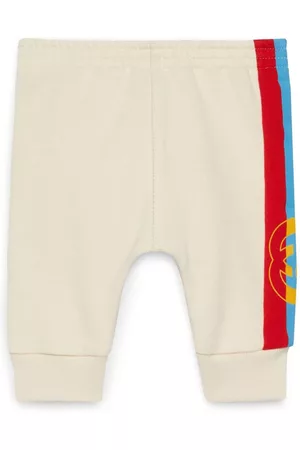 Gucci Pants - Logo-stripe jersey track pants - 9216 Bianco