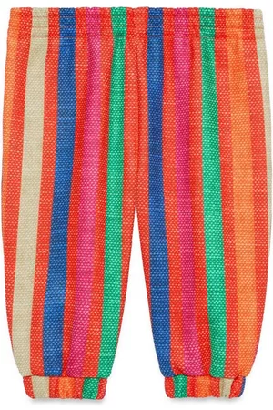 Gucci Pants - Logo-patch striped jersey trousers - 6375 Rosso