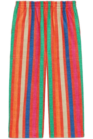 Gucci Boys Pants - Logo-patch striped jersey trousers - Multicolour