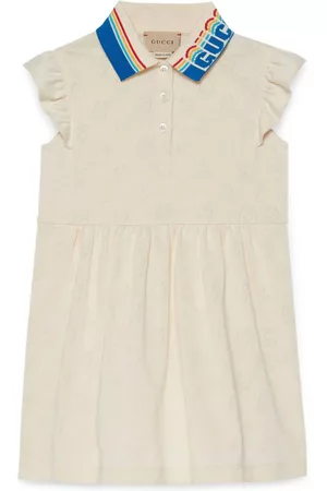 Gucci Girls Graduation Dresses - Logo-embroidered ruffled dress - 9692 Bianco