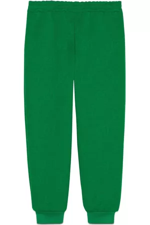 Gucci Boys Pants - Logo-patch GG-embossed track pants - 3778 Verde