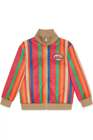 Gucci Boys Sweaters - Stripe-print logo-patch jumper - 6375 Rosso