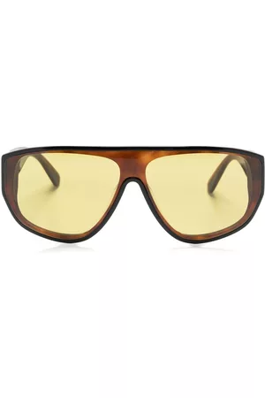 Moncler Sunglasses - Logo-engraved pilot-frame sunglasses - Brown