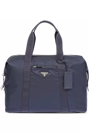 Prada Men Luggage - Re-Nylon triangle logo holdall bag - Blue