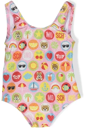 Moschino Swimsuits - Graphic-print glittered one-piece - Pink