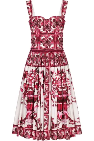 Dolce & Gabbana Women Printed & Patterned Dresses - Majolica-print flared dress