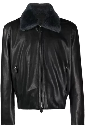 Lanvin Men Leather Jackets - Detachable-collar leather jacket - Black