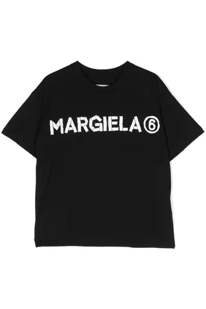 Maison Margiela Girls T-Shirts - Logo-lettering cotton T-shirt - Black