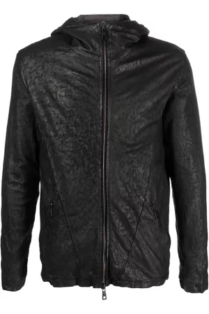 GIORGIO BRATO Men Leather Jackets - Hooded leather jacket - Black