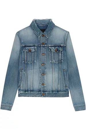 Saint Laurent Men Denim Jackets - Faded-effect denim jacket - Blue