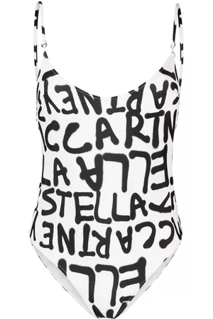 Stella McCartney Women Swimsuits - Logo-print one-piece swimsuit - White