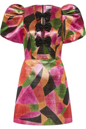 Rebecca Vallance Women Party Mini Dresses - Copacabana metallic-bow minidress - Pink