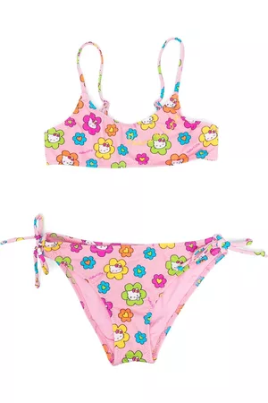 MC2 SAINT BARTH Girls Bandeau Bikinis - Graphic-print bandeau bikini - Pink