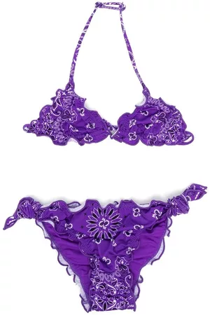 MC2 SAINT BARTH Girls Bikinis - Paisley-print ruffled bikini - Purple