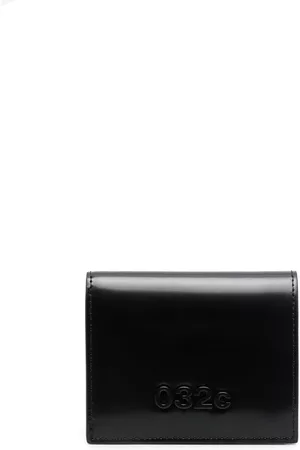 032c Wallets - Embossed-logo leather wallet - Black