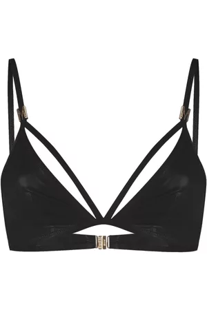Moschino Women Triangle Bikinis - Metallic triangle bikini top - Black