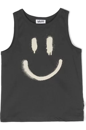 Molo Boys Tops - Sleeveless smiley face-motif top - Grey