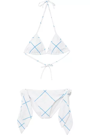 Burberry Women Bikinis - Checked tie-fastening bikini - White
