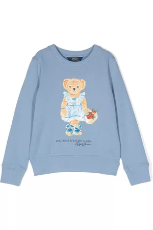 Ralph Lauren Girls Hoodies - Polo Bear crew neck sweatshirt - Blue