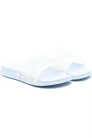 MONNALISA Sandals - Logo-print dotted slides - Blue