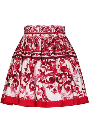Dolce & Gabbana Women Printed Skirts - Majolica-print pleated skirt - Red