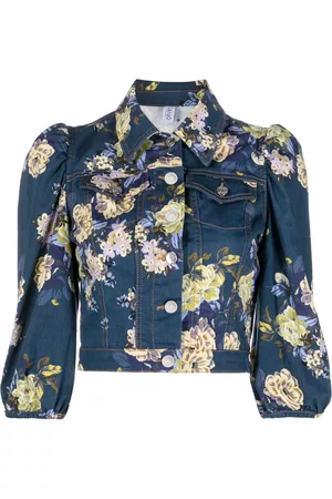 Liu Jo Women Denim Jackets - Floral-print cropped denim jacket - Blue
