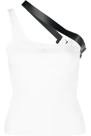 Courrèges Strap-detail ribbed tank top