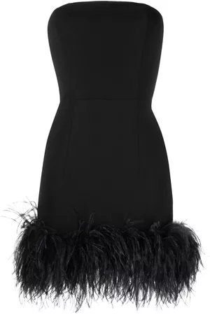 16Arlington Women Party Mini Dresses - Minelli feather-trim strapless minidress - Black
