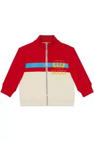 Gucci Sweatshirts - Interlocking G zipped cotton sweatshirt - Red