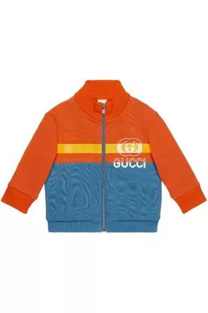 Gucci Sweatshirts - Interlocking G zipped cotton sweatshirt - Orange