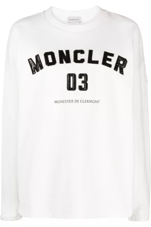Moncler Women Sweatshirts - Logo-appliqué cotton sweatshirt - White