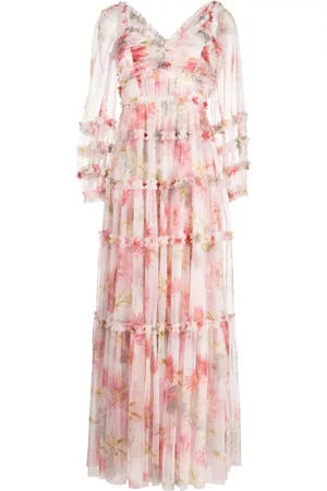 Needle & Thread Women Long Sleeve Maxi Dresses - Hummingbird long-sleeve maxi dress - Pink