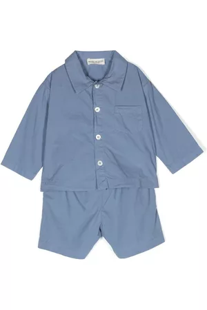 Babe And Tess Sets - Camp-collar cotton short set - Blue