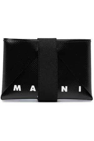 Marni Men Wallets - Logo-print tri-fold wallet - Blue
