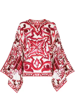 Dolce & Gabbana Women Blouses - Majolica-print silk blouse - Red