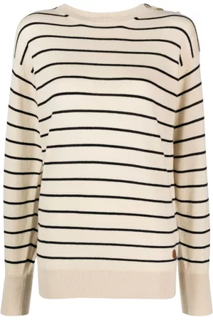 Moncler Women Sweaters - Striped knitted jumper - Neutrals