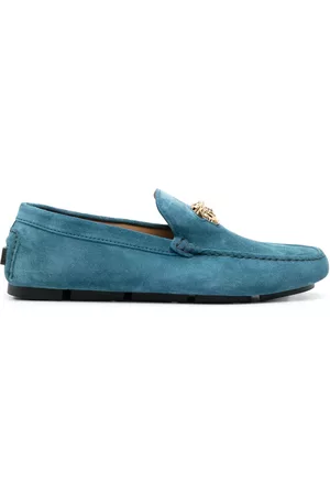 VERSACE Men Loafers - Medusa-motif leather loafers - Blue