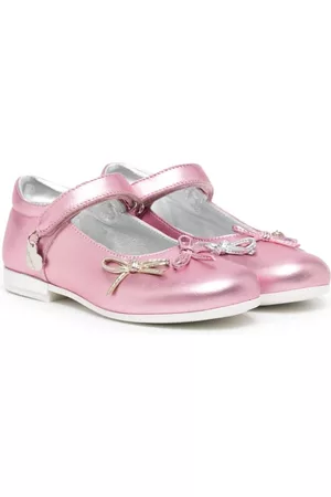 MONNALISA Girls Ballerinas - Bow-detail leather ballerina shoes - Pink