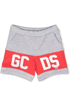 GCDS Shorts - Melange-effect logo-print shorts - Grey