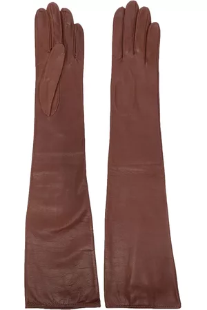 Manokhi Women Gloves - Elbow-length leather gloves - Brown