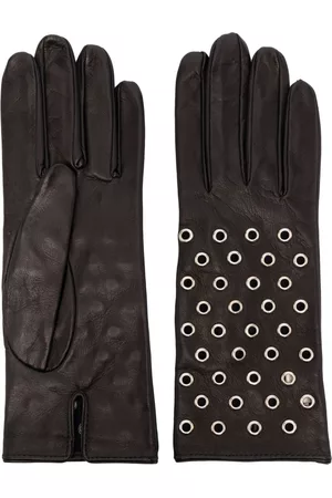 Manokhi Women Gloves - Eyelet-detail leather gloves - Black