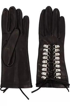 Manokhi Women Gloves - Lace-up leather gloves - Black