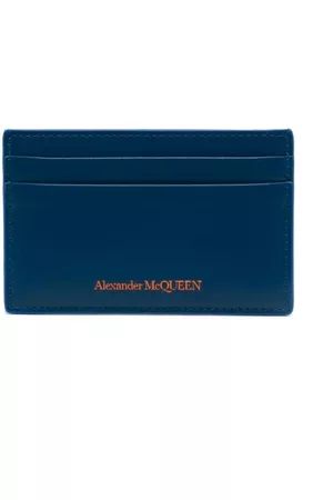 Alexander McQueen Men Wallets - Logo-stamp leather cardholder - Blue